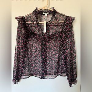 NWT Francesca’s black sheer blouse, size xs